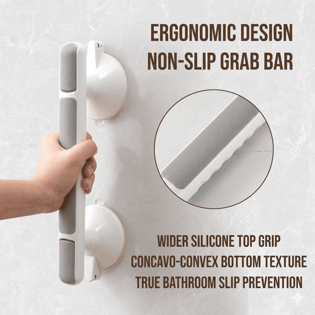 Bathroom grab bar with suction cups · No-drill installation