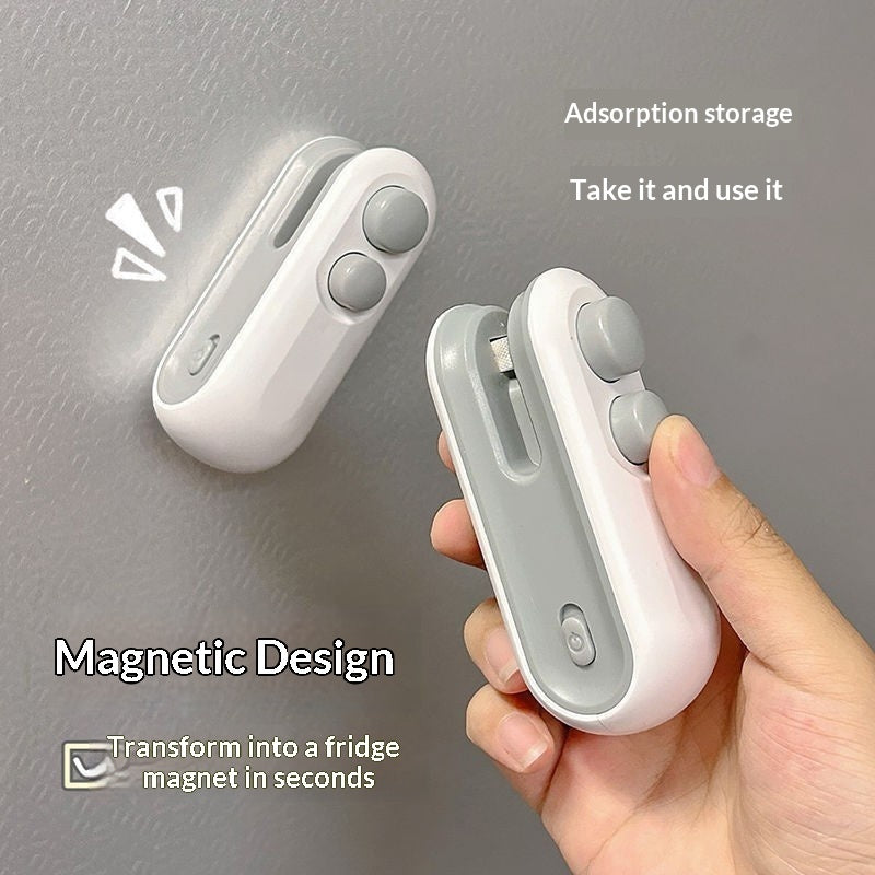 Mini sellador térmico de bolsas 2 en 1 · Recargable USB