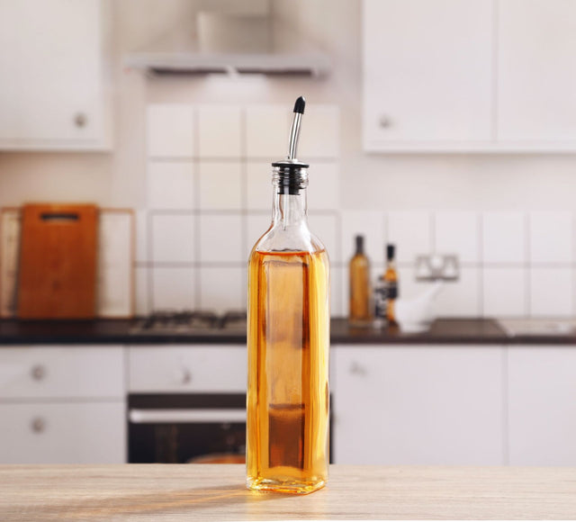 Dark glass oil cruets · Pack of 2 with pourer