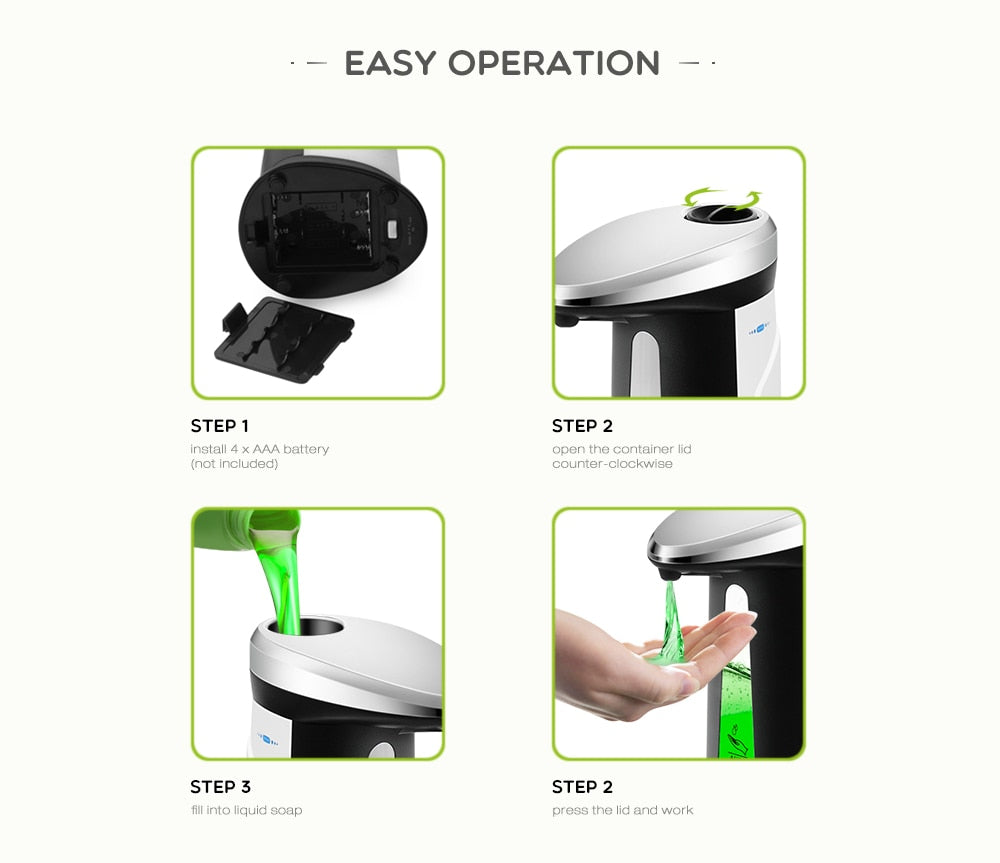 Imagen del producto: Dispensador automático de jabón con sensor · 400 ml