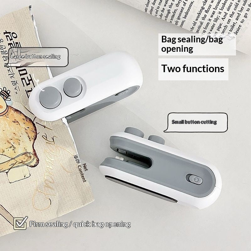 Imagen del producto: Mini sellador térmico de bolsas 2 en 1 · Recargable USB