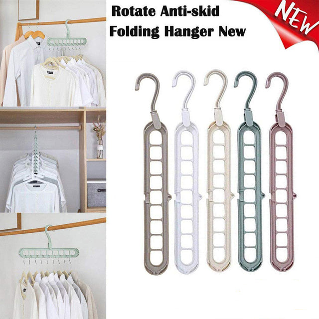 Colgador plegable de nueve orificios para ahorrar espacio
